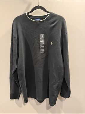 Polo by Ralph Lauren Black Long-Sleeve Crewneck with White Pony Accent